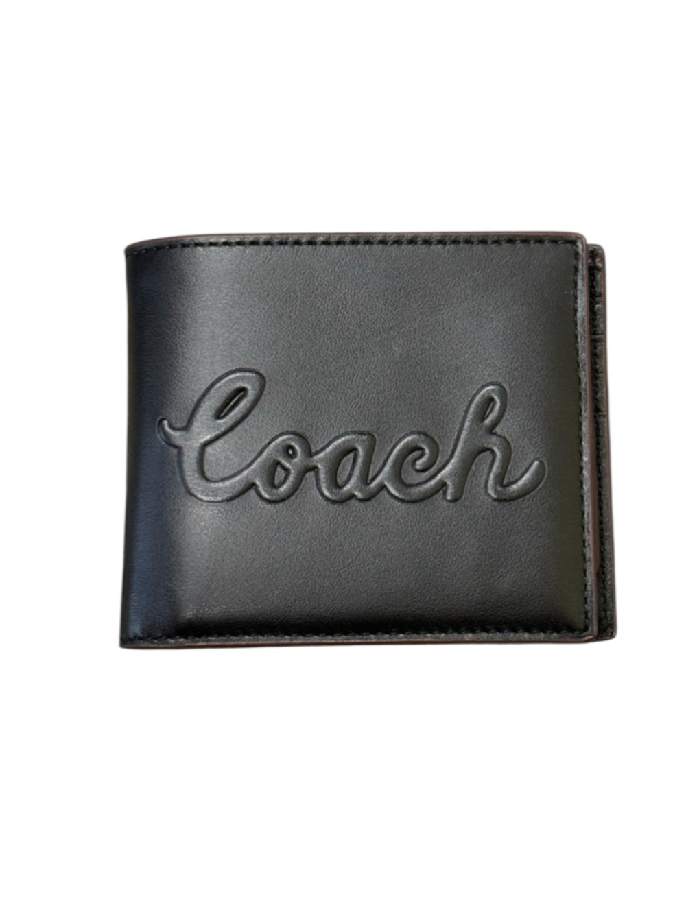 Coach Men’s Black Leather 3-in-1 Bifold Wallet – Embossed Logo & Removable ID